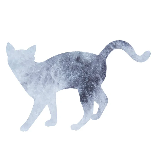 Cat Gray Watercolor Silhouette Isolated Vector — стоковый вектор