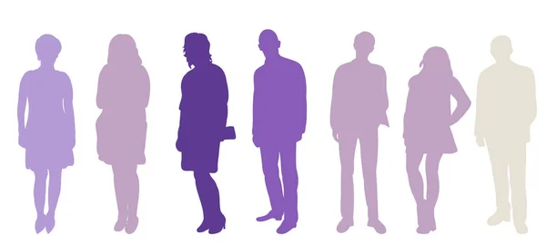 Standing People White Background Silhouette Isolated — Stockvector