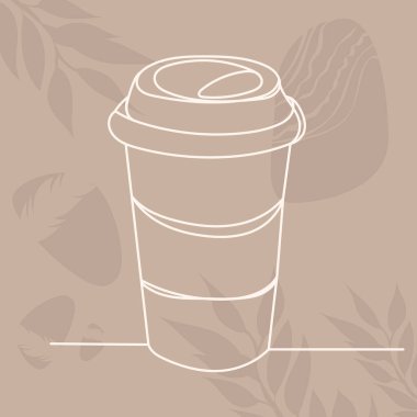 Soyut arka planda, kahve fincanının sürekli çizimi, vektör
