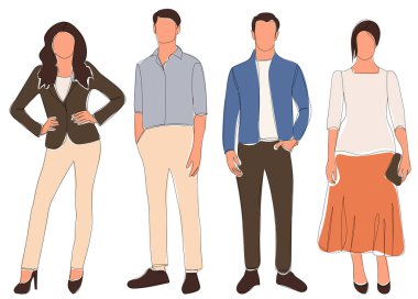 Robot resim insanları erkek ve kadın vektör olarak duruyor.