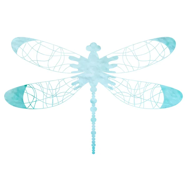Flying Dragonfly Watercolor Silhouette Isolated Icon — стоковый вектор
