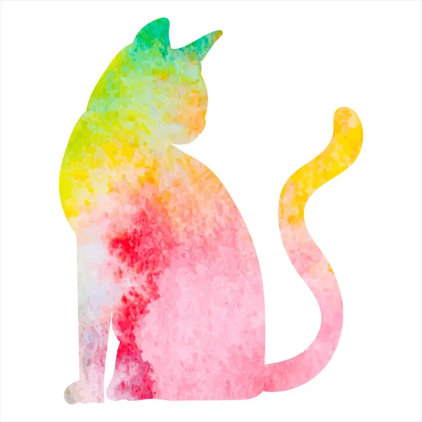 Cat Watercolor Silhouette Isolated Vector — стоковый вектор