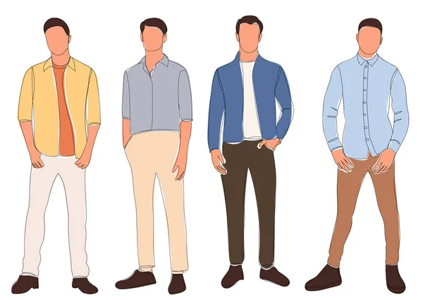 Sketch People Stand Men Vector — 图库矢量图片