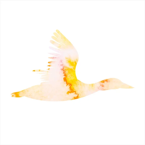 Flying Duck Watercolor Silhouette Isolated Vector Icon — Stockový vektor