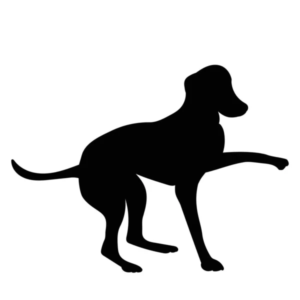 Dog Puppy Black Silhouette Isolated Vector Icon — Vetor de Stock