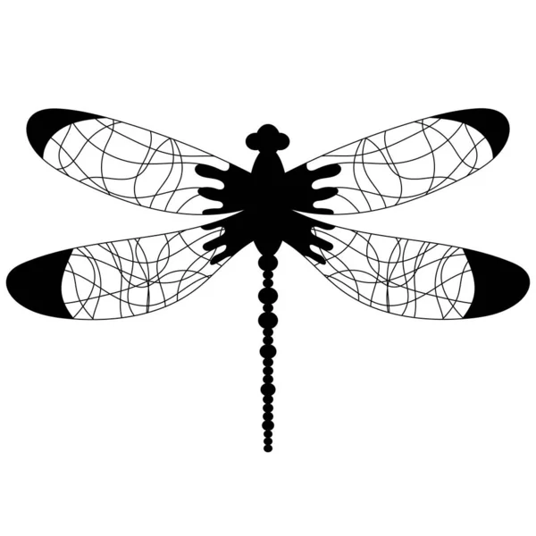 Dragonfly Silhouette Icon Doodle Design Isolated — Stockvektor