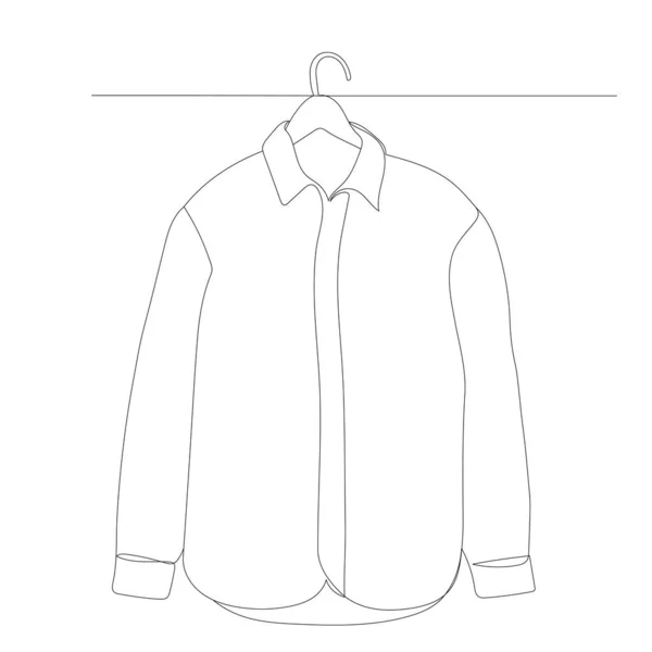 Shirt Hanger Drawing One Continuous Line Isolated Vector — Vettoriale Stock