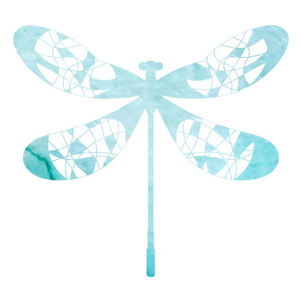 Dragonfly Watercolor Silhouette Isolated Vector — Vetor de Stock