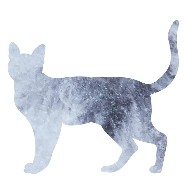 Cat Gray Watercolor Silhouette Isolated Vector Icon — стоковый вектор