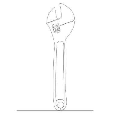 İngiliz anahtarı bir sürekli çizgi çizimi, izole edilmiş, vektör