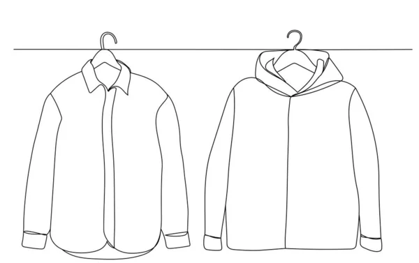 Clothes Hanger Drawing One Continuous Line Isolated Vector — Vetor de Stock