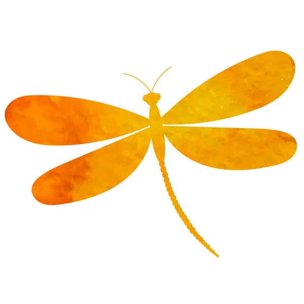 Dragonfly Flying Watercolor Silhouette Icon Isolated — Stock Vector