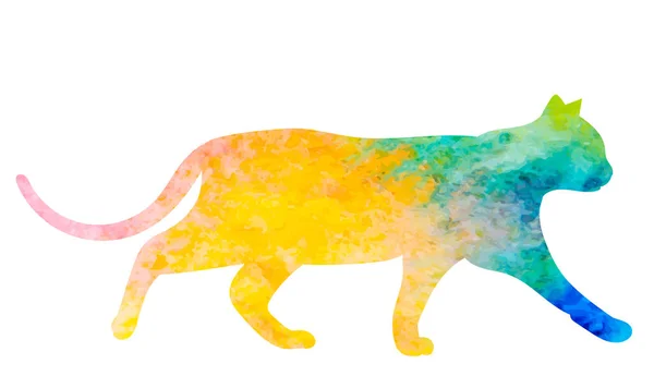 Silhouette Cat Watercolor Icon Isolated Vector — стоковый вектор