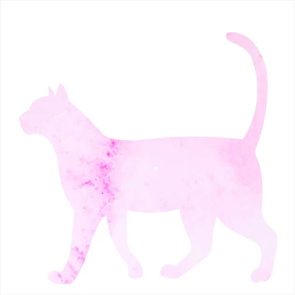 Cat Watercolor Silhouette Icon Isolated — Archivo Imágenes Vectoriales