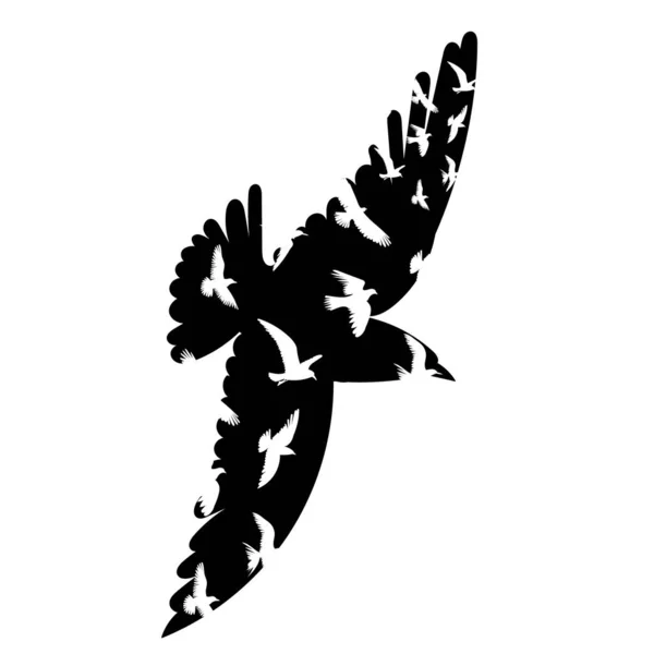 Flying Bird Silhouette Isolated Vector — Image vectorielle
