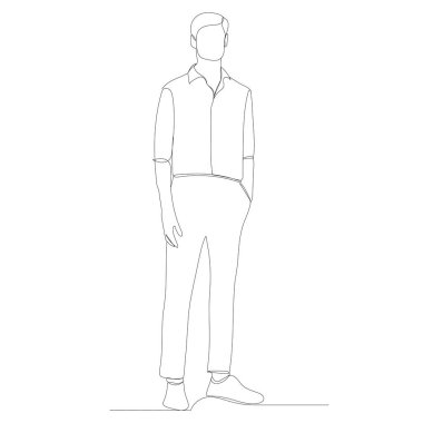 Adam tek bir çizgiyle çiziyor, izole edilmiş.