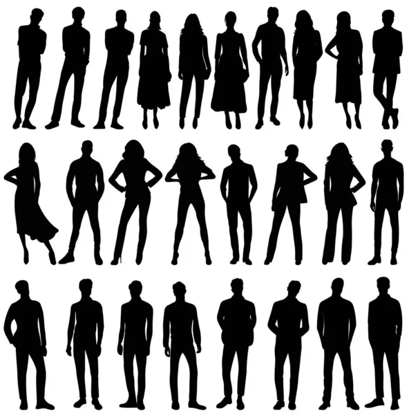 People Set Silhouette Collection Isolated Vector — ストックベクタ