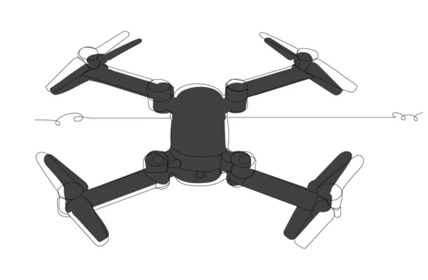 Quadrocopter One Continuous Line Drawing Isolated — Stock vektor