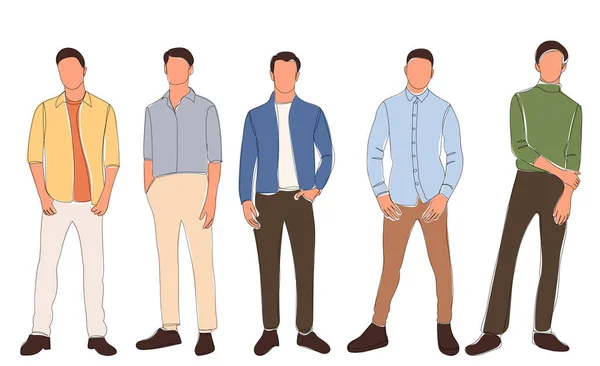 People Stand Sketch Multicolored Vector — Stock vektor