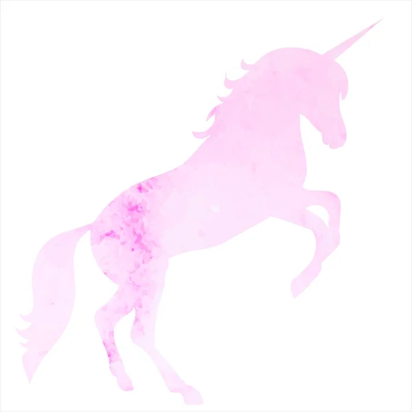 Unicorn Watercolor Pink Silhouette Isolated — Wektor stockowy