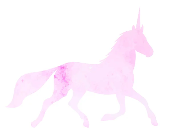 Unicorn Watercolor Pink Silhouette Isolated Vector — Wektor stockowy
