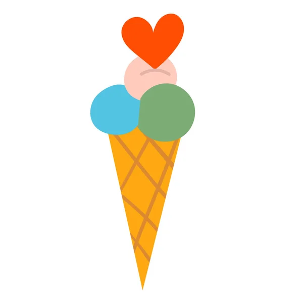 Ice Cream Heart White Background Vector — стоковый вектор
