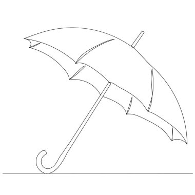 şemsiye bir sürekli çizgi çizimi, izole edilmiş, vektör