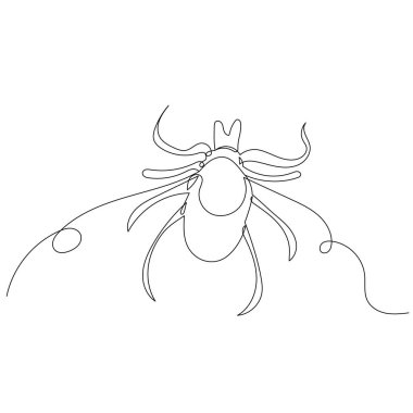 Mit böceği sürekli bir çizgi ile çiziyor, izole edilmiş, vektör