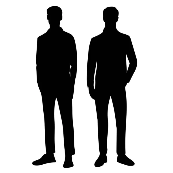 Men Black Silhouette Set Isolated Vector — Vettoriale Stock