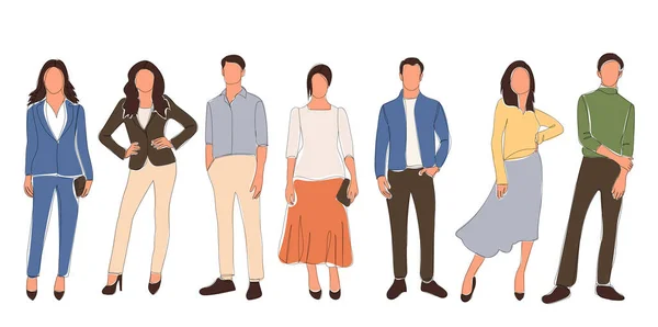 Sketch People White Background Vector — Vettoriale Stock
