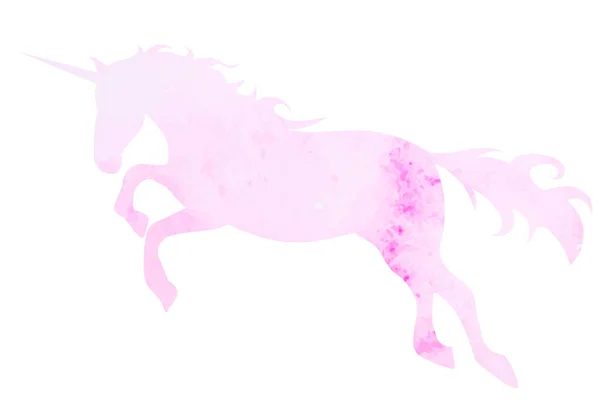 Unicorn Pink Watercolor Silhouette Set Isolated Vector — Wektor stockowy