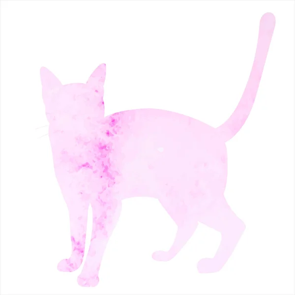 Cat Pink Watercolor Silhouette Set Isolated Vector — Archivo Imágenes Vectoriales