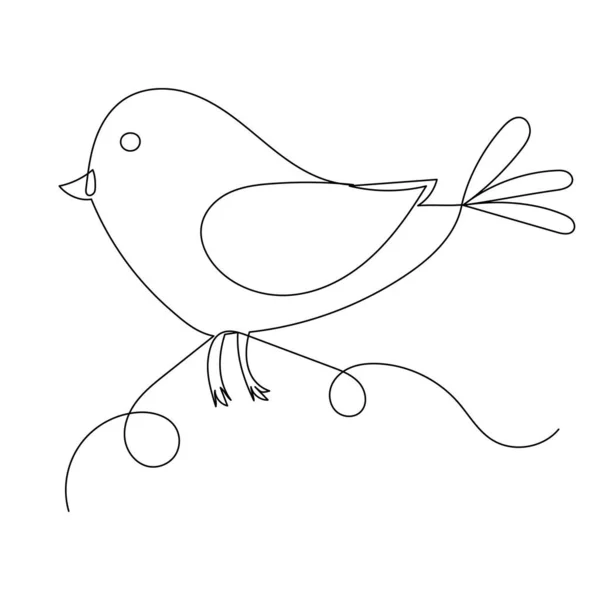 Bird Drawing One Continuous Line Isolated Vector — ストックベクタ