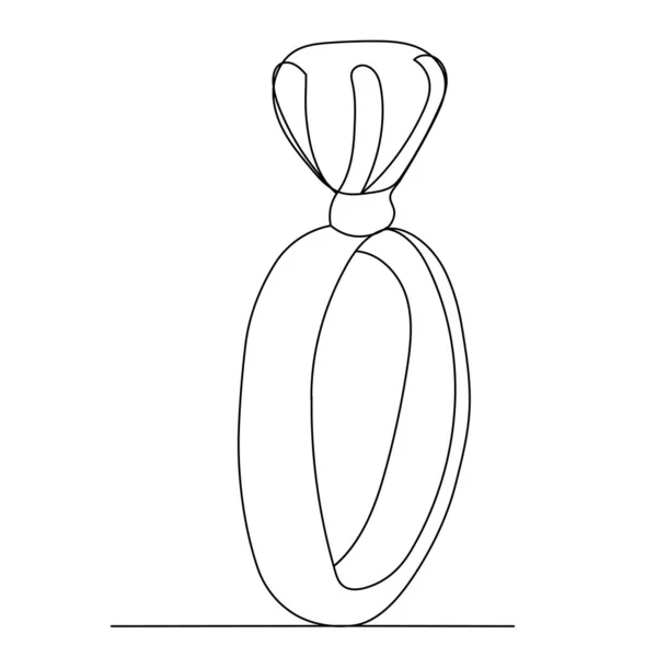 Ring Drawing One Continuous Line Isolated Vector — 스톡 벡터