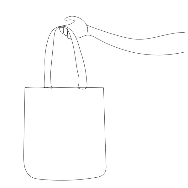 Hand Bag Drawing One Continuous Line Isolated Vector — Image vectorielle