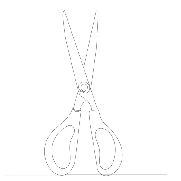 Scissors Drawing One Continuous Line Isolated Vector — Stockvektor