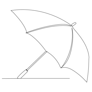 şemsiye bir sürekli çizgi çizimi, izole edilmiş, vektör