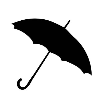açık şemsiye siyah siluet, izole edilmiş, vektör