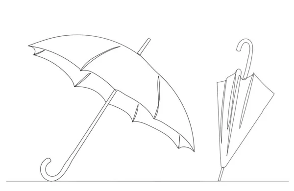 Umbrellas One Continuous Line Drawing Isolated Vector — стоковый вектор