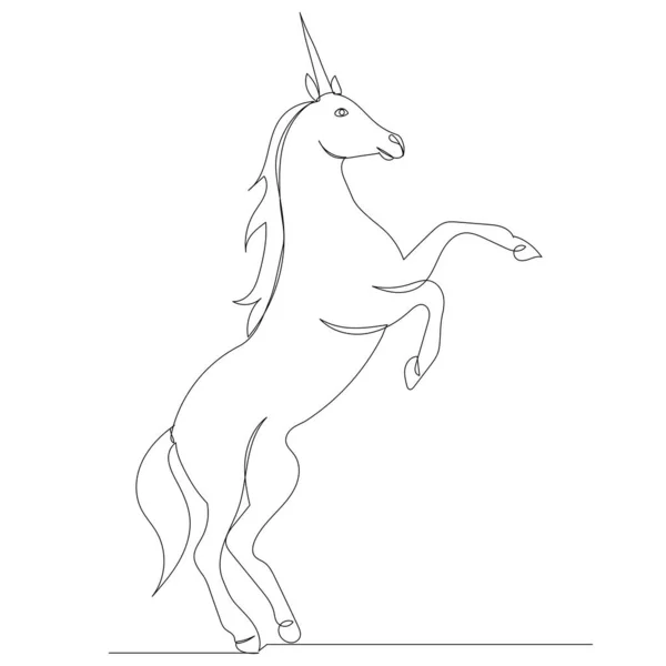Unicorn Drawing One Continuous Line Isolated Vector - Stok Vektor