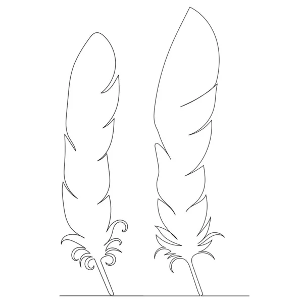 Bird Feather Drawing One Continuous Line Isolated Vector — Image vectorielle