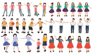 kids silhouette set on white background, isolated, vector