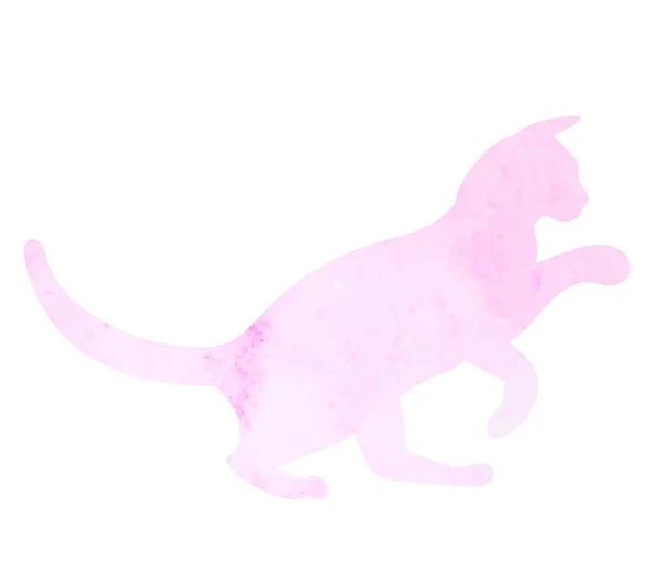 Cat Watercolor Silhouette White Background Isolated Vector — Wektor stockowy