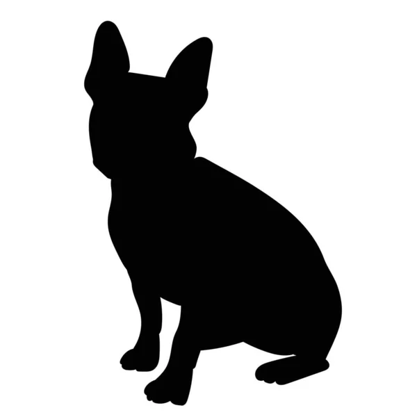 Pes Sedí Silueta Bílém Pozadí Izolované — Stockový vektor
