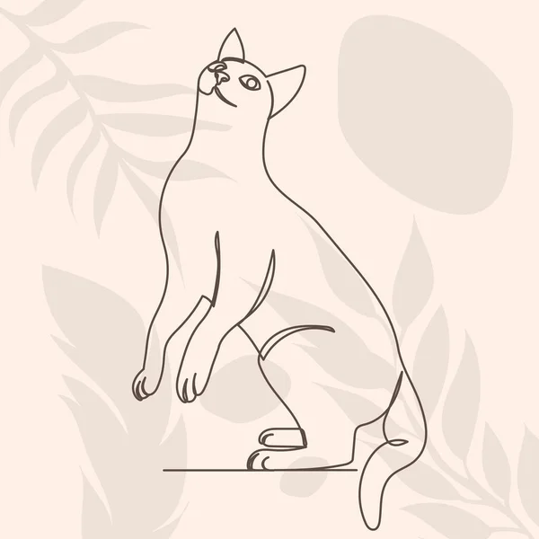 Cat One Line Drawing Abstract Background Sketch Vector — стоковый вектор