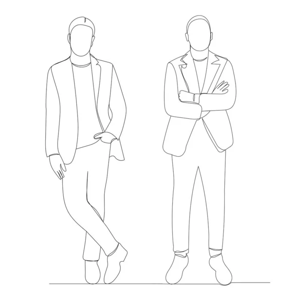 Men Sketch One Line Drawing Vector — 스톡 벡터