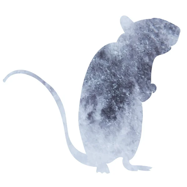 Rat Mouse Watercolor Silhouette White Background Vector — Stockvektor