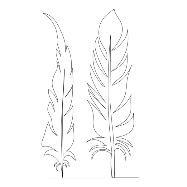 Bird Feather Sketch One Line Drawing Vector — Vector de stock