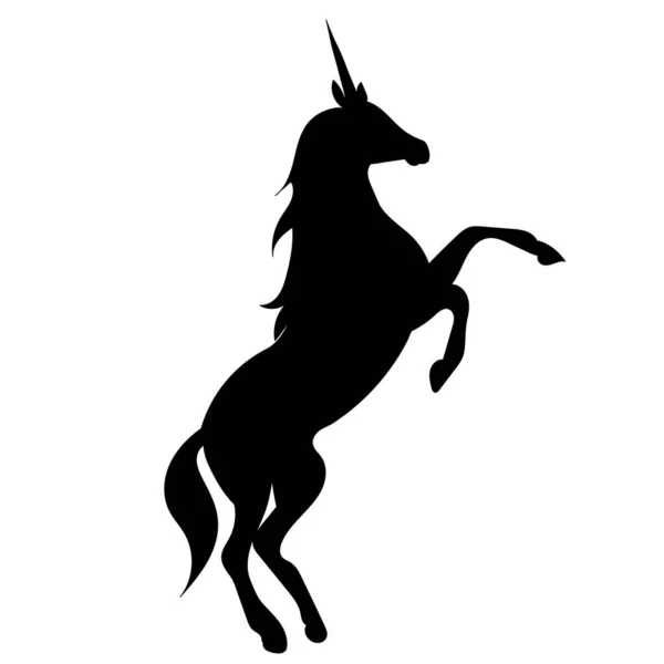 Unicorn Siluet Pada Latar Belakang Putih Vektor - Stok Vektor