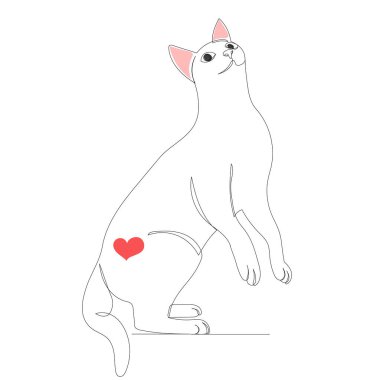 kedi çizimi sürekli bir çizgi, vektör, izole